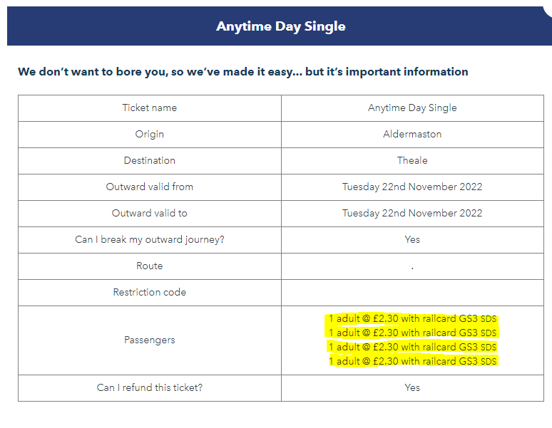 groupsave train tickets: ticket information