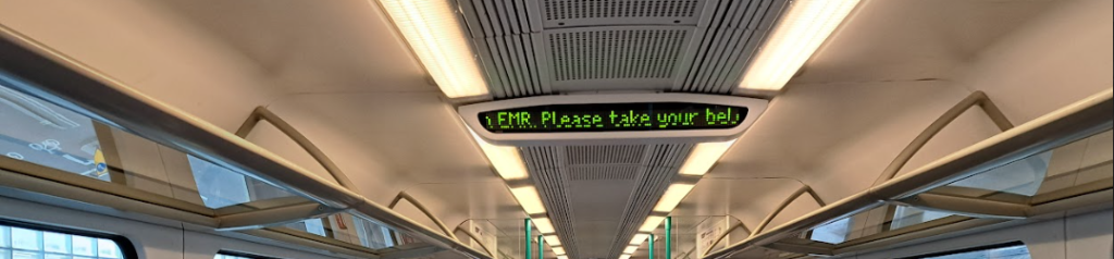 image shows overhead luggage racks on class 360 train