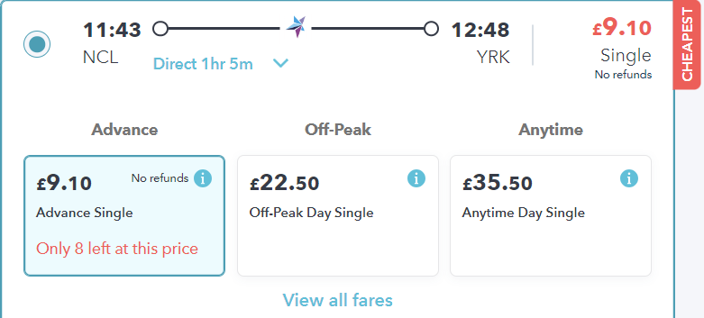 off-peak day return ticket on SmartSplit site